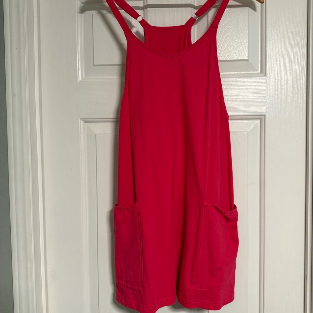 Bright Pink Sleeveless Pocket Dress
